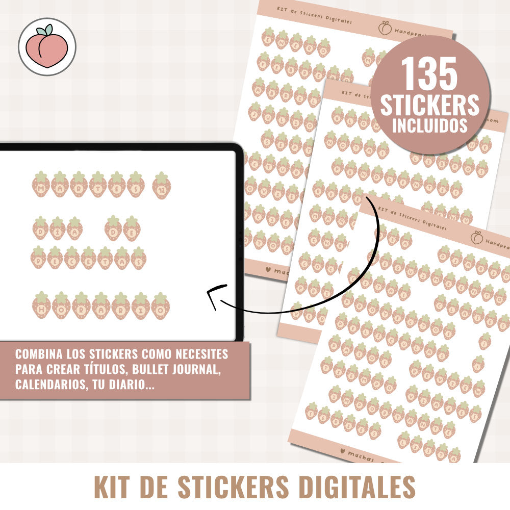 DIGITAL STICKER KIT | STRAWBERRY EDITION - Spanish version