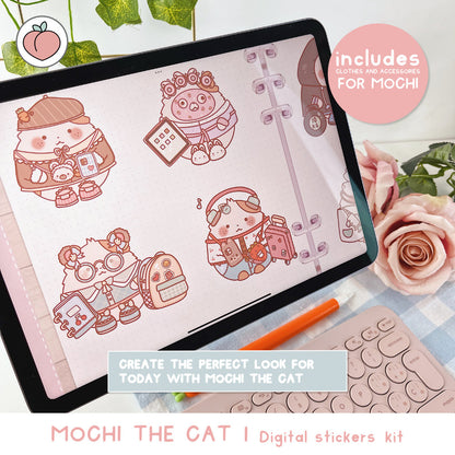Create the perfect outfit for Mochi the cat | Digital Stickers Kit - Inglés