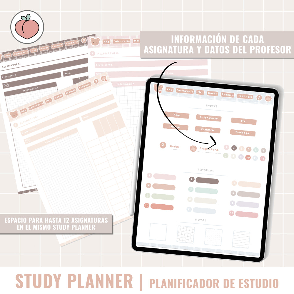 STUDY DIGITAL PLANNER UNDATED | Spanish version