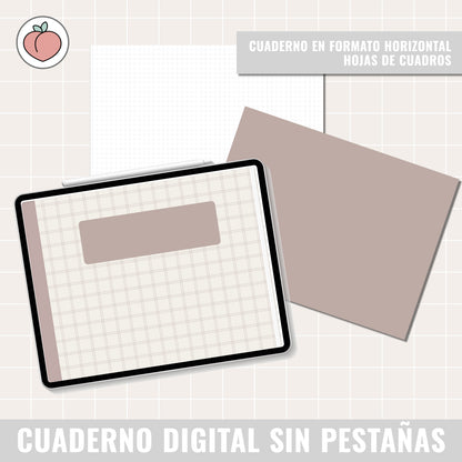 HORIZONTAL DIGITAL NOTEBOOK WITHOUT TABS WITH LINKS | GRID PAPER