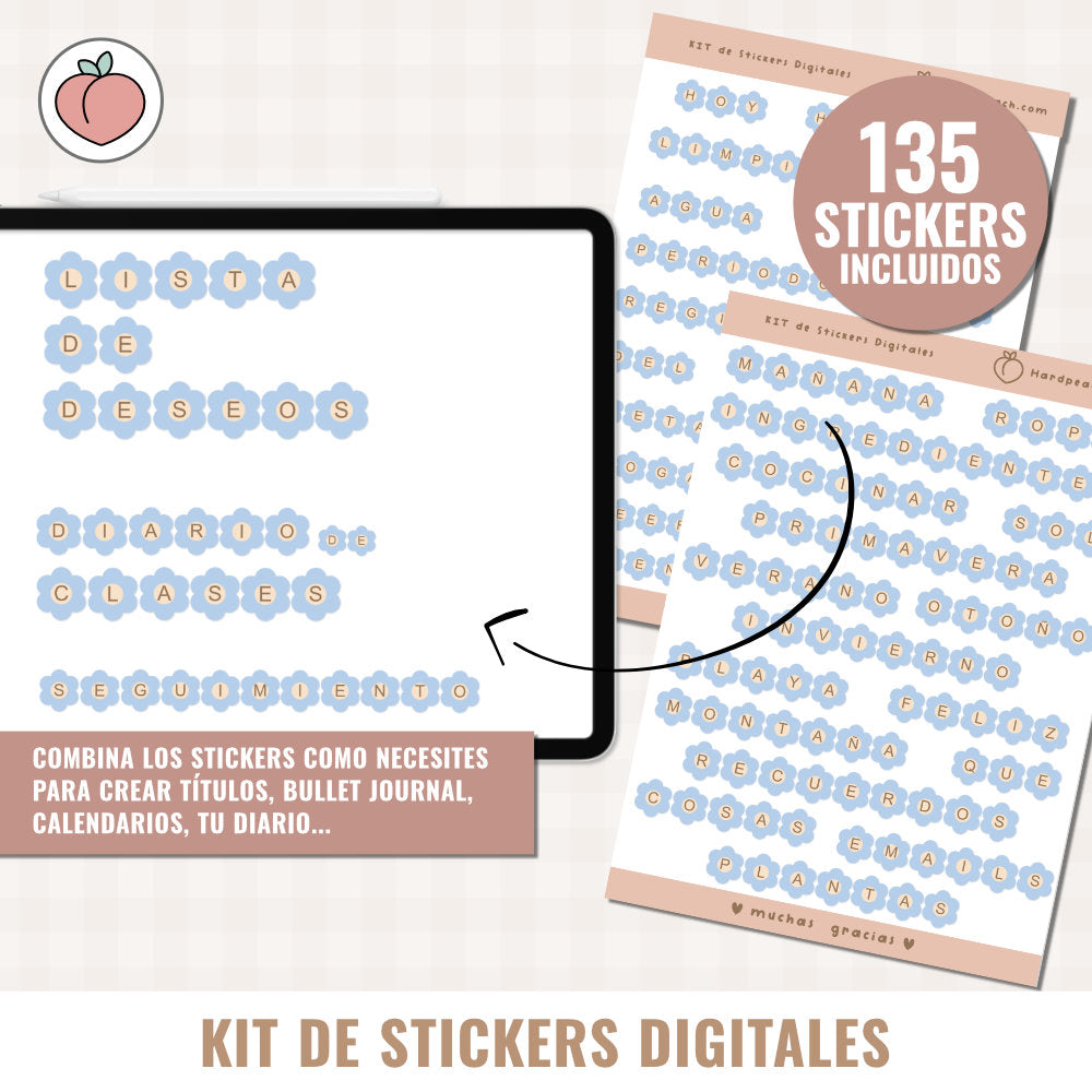DIGITAL STICKER KIT | FLOWER EDITION - Spanish version