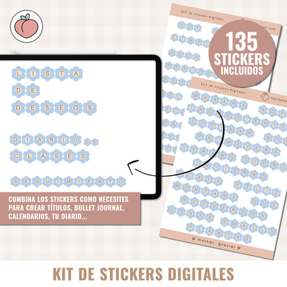 DIGITAL STICKER KIT | FLOWER EDITION - Spanish version