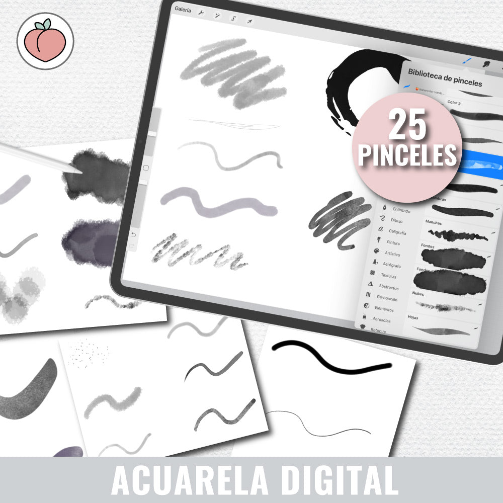 ACUARELA DIGITAL EN PROCREATE: CURSO COMPLETO PASO A PASO PARA PRINCIPIANTES Y AVANZADOS, PINCELES + RECURSOS INCLUIDOS