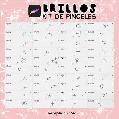 KIT DE PINCELES PARA PROCREATE: Brillos. Crea efectos brillantes, detalles luminosos y decoraciones en proyectos