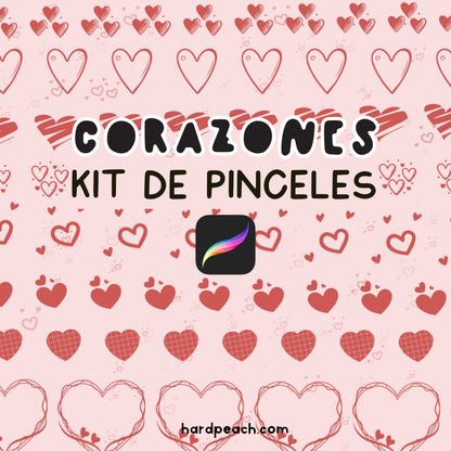 KIT DE PINCELES PARA PROCREATE: Corazones. Crea ilustraciones únicas, detalles decorativos y diseños digitales