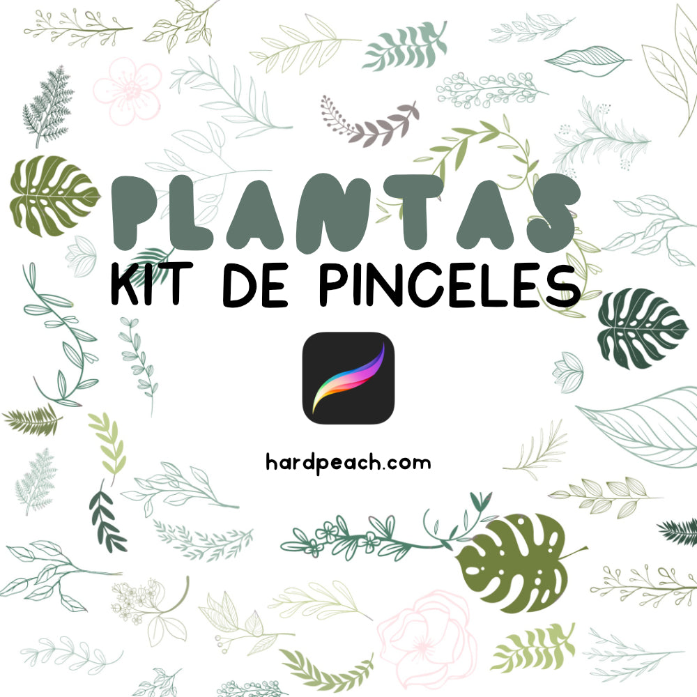 KIT DE PINCELES PARA PROCREATE: Plantas y hojas. Perfectos para ilustraciones botánicas, fondos y detalles naturales