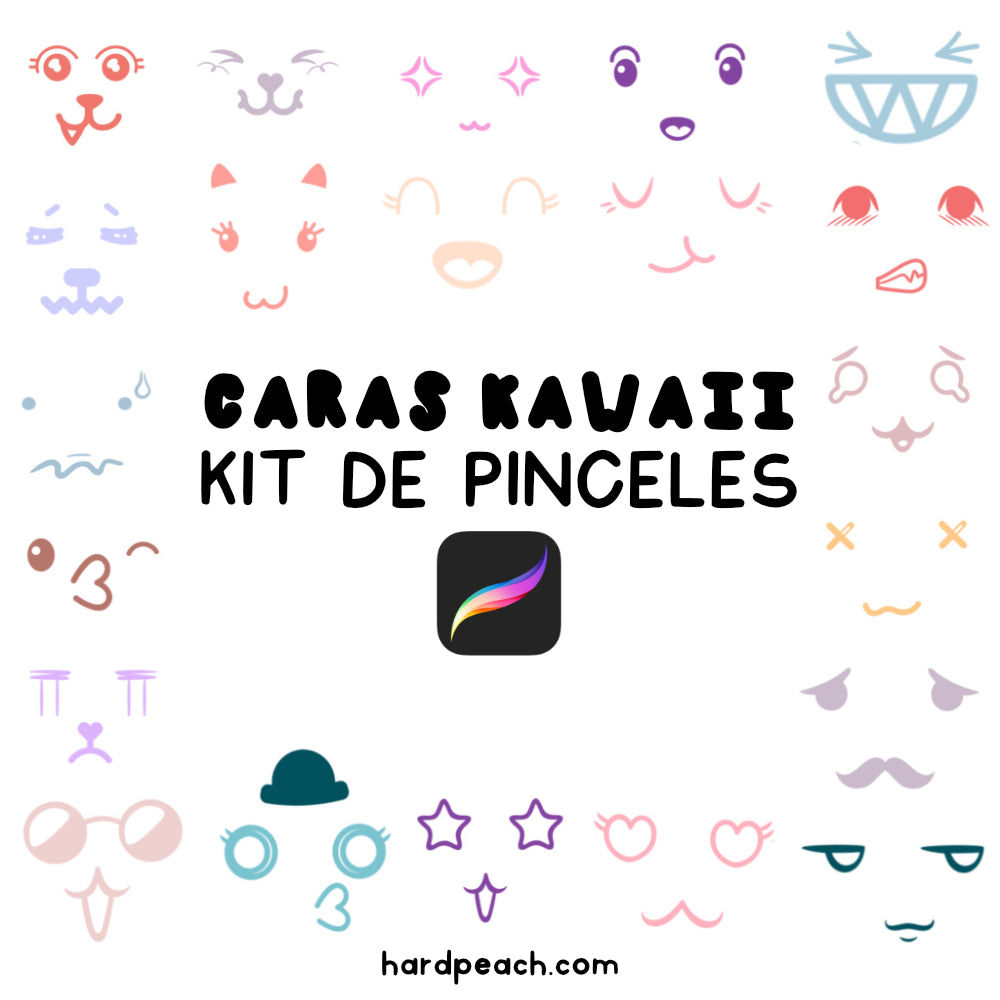 KIT DE PINCELES PARA PROCREATE: CARAS KAWAII