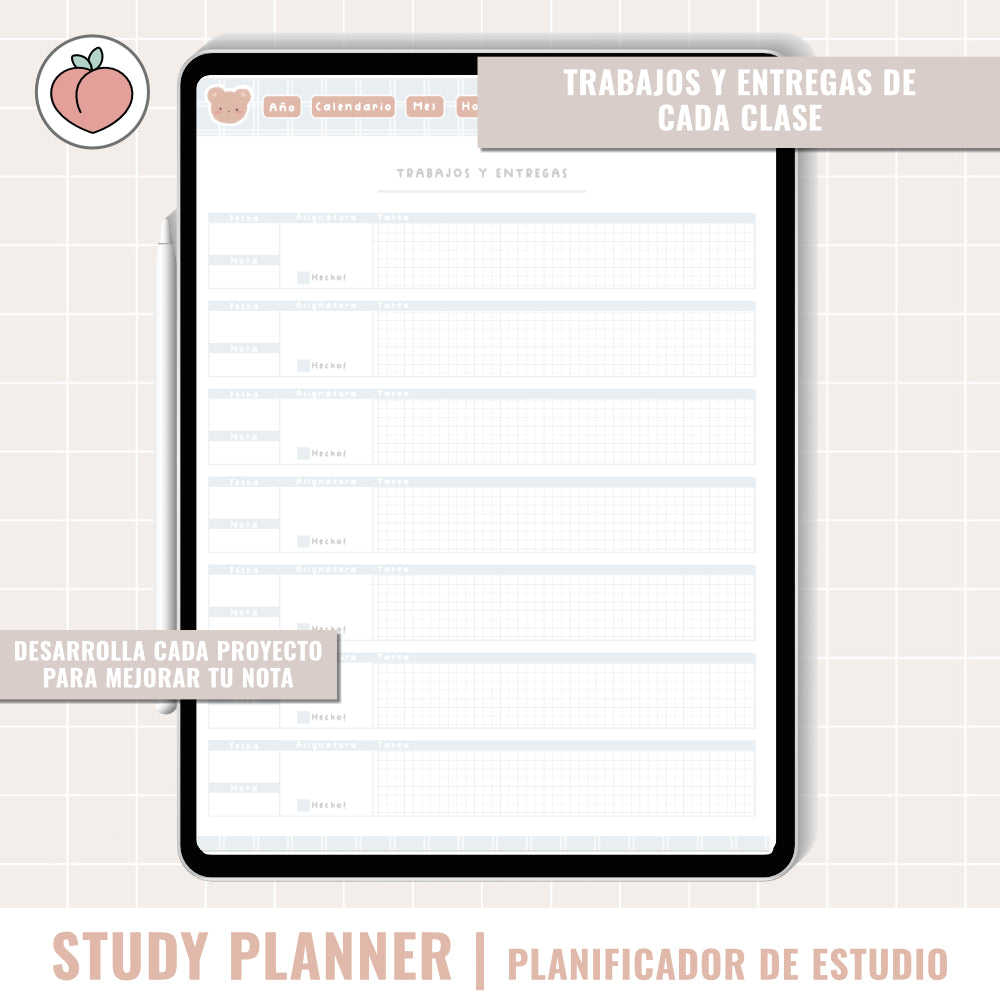 STUDY DIGITAL PLANNER UNDATED | Spanish version