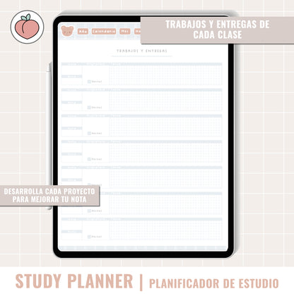 STUDY DIGITAL PLANNER UNDATED | Spanish version
