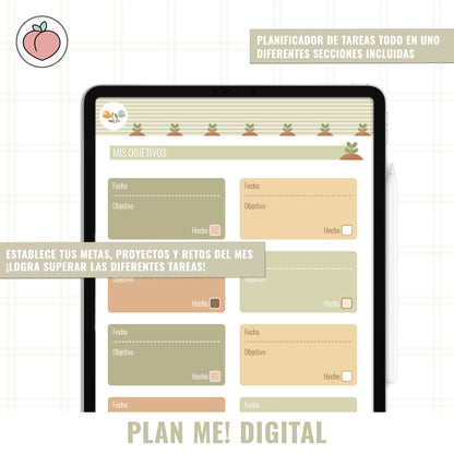 PLANIFICADOR DIGITAL MENSUAL SIN FECHAS Y REUTILIZABLE - GREEN GARDEN | PLAN ME! DIGITAL