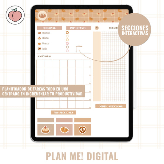 PLANIFICADOR DIGITAL MENSUAL SIN FECHAS Y REUTILIZABLE - SWEET BRUNCH | PLAN ME! DIGITAL