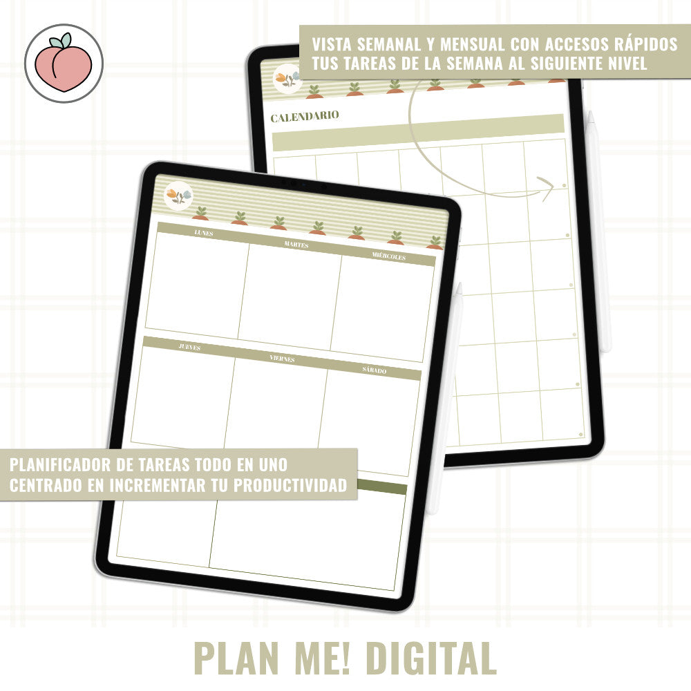 PLANIFICADOR DIGITAL MENSUAL SIN FECHAS Y REUTILIZABLE - GREEN GARDEN | PLAN ME! DIGITAL
