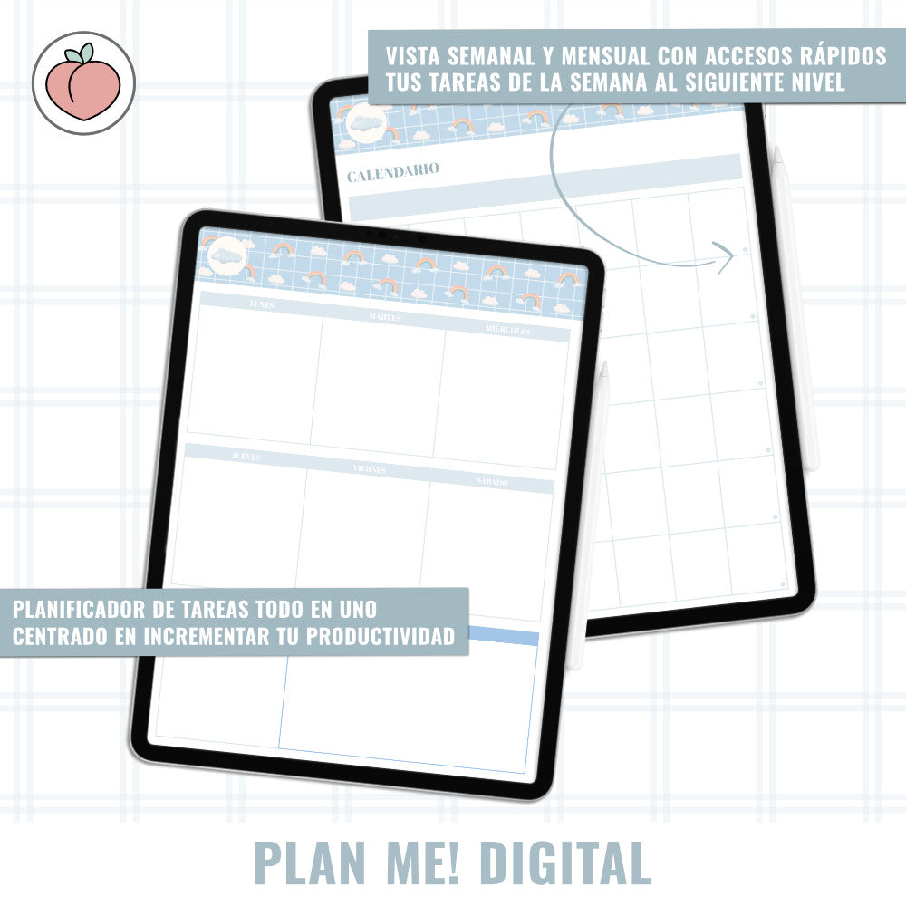 BLUE CLOUDS VERTICAL PLANNER WITHOUT DATES | Spanish version