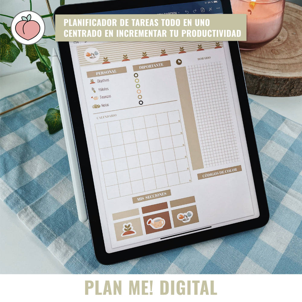 PLANIFICADOR DIGITAL MENSUAL SIN FECHAS Y REUTILIZABLE - GREEN GARDEN | PLAN ME! DIGITAL