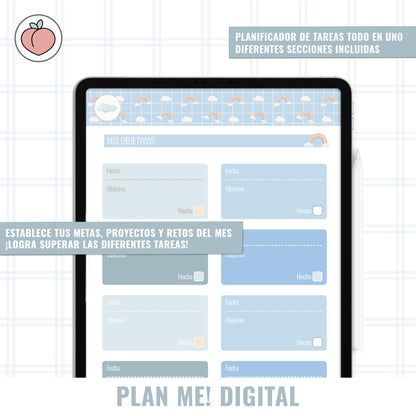 BLUE CLOUDS VERTICAL PLANNER WITHOUT DATES | Spanish version
