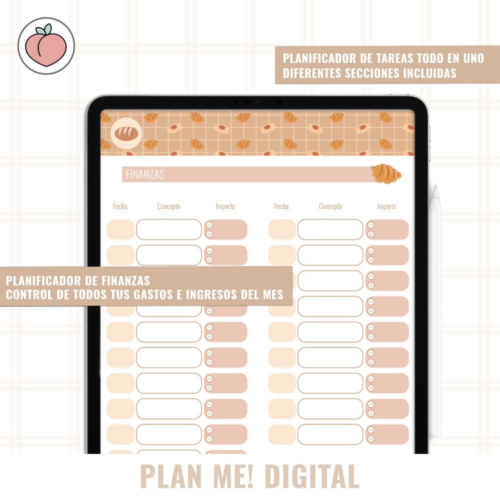 PLAN ME! DIGITAL - VERTICAL PLANNER UNDATED SWEET BRUNCH | Spanish version