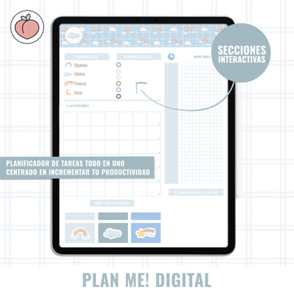 BLUE CLOUDS VERTICAL PLANNER WITHOUT DATES | Spanish version