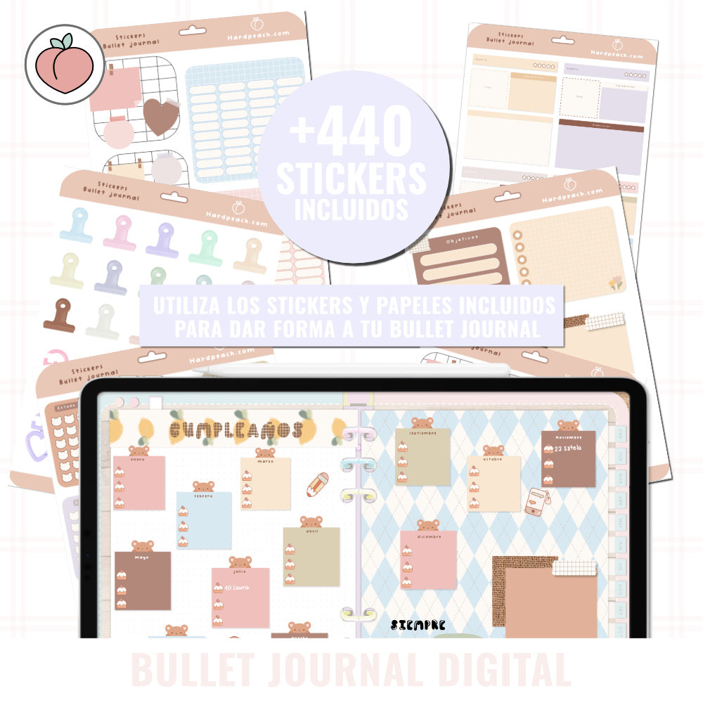 BULLET JOURNAL DIGITAL - EDICIÓN CANDY CAKE  | CREA TU AGENDA DIGITAL, PLANIFICADOR DIGITAL... | CURSO Y STICKERS INCLUIDOS
