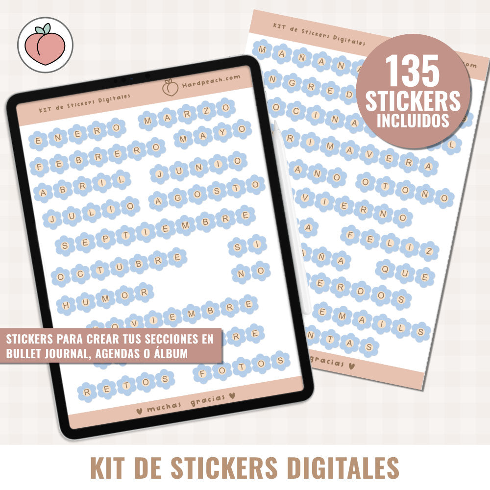 DIGITAL STICKER KIT | FLOWER EDITION - Spanish version