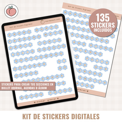 DIGITAL STICKER KIT | FLOWER EDITION - Spanish version