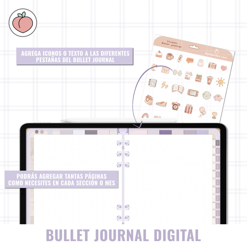 BULLET JOURNAL DIGITAL - EDICIÓN PURPLE SUNSET | CREA TU AGENDA DIGITAL, PLANIFICADOR DIGITAL... CURSO Y STICKERS INCLUIDOS