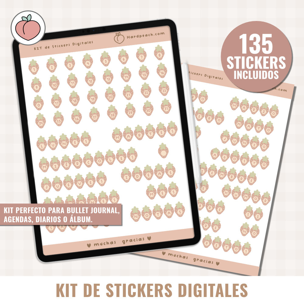 DIGITAL STICKER KIT | STRAWBERRY EDITION - Spanish version