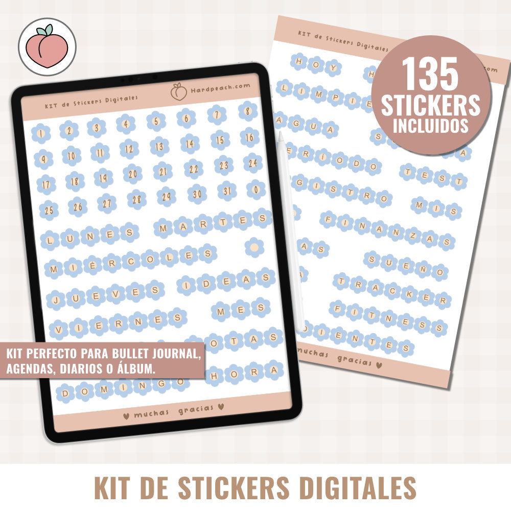 DIGITAL STICKER KIT | FLOWER EDITION - Spanish version