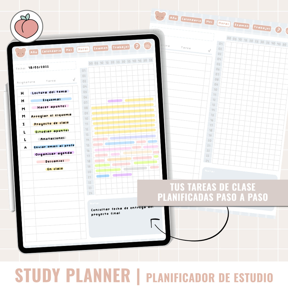 STUDY DIGITAL PLANNER UNDATED | Spanish version
