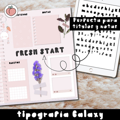 TIPOGRAFÍA GALAXY | ESTILO REDONDEADO PARA TÍTULOS, ENCABEZADOS, BULLET JOURNAL...
