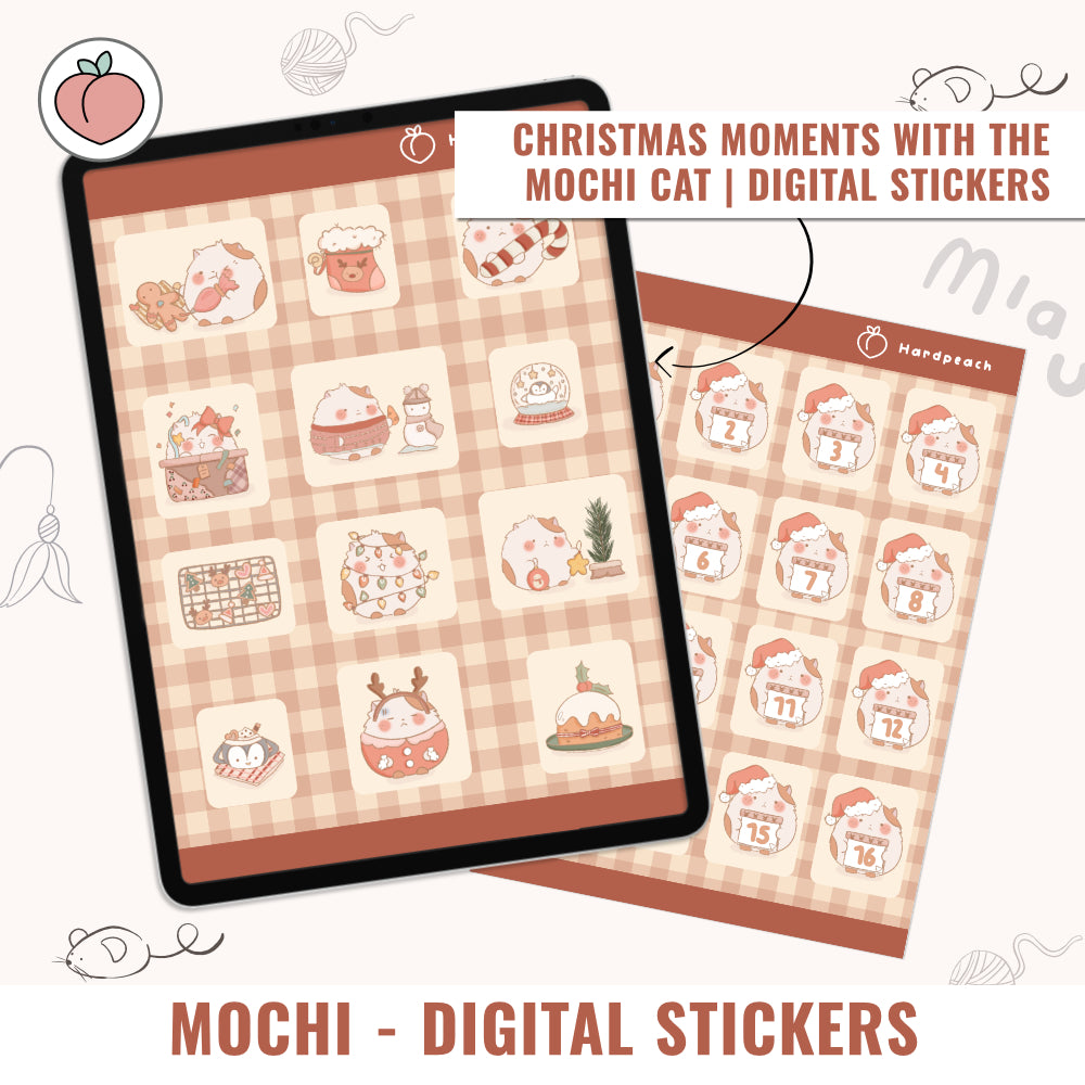 CHRISTMAS DIGITAL STICKERS | MOCHI CAT